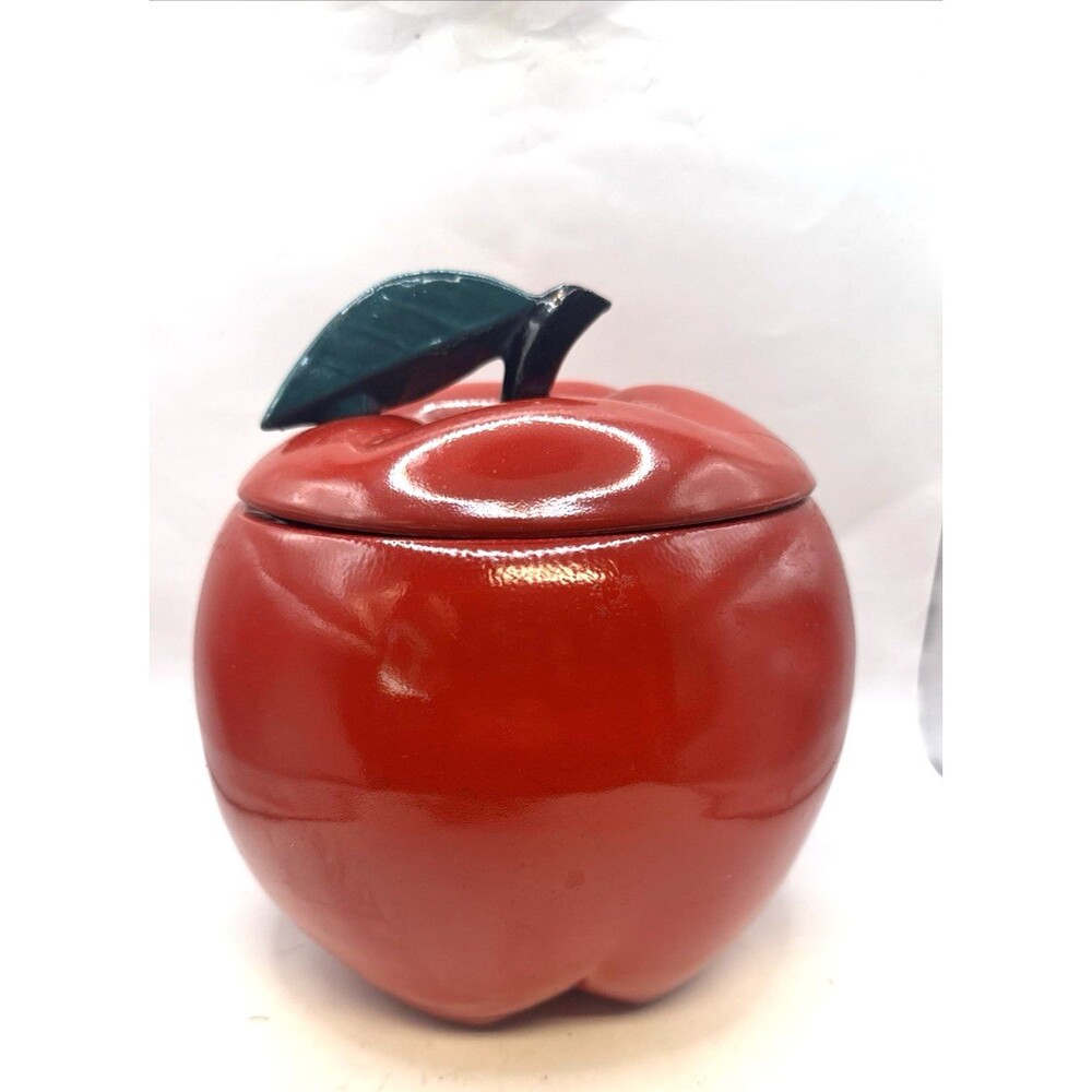 McCoy Apple Cookie Jar Canister Red With Lid 1950's Vintage